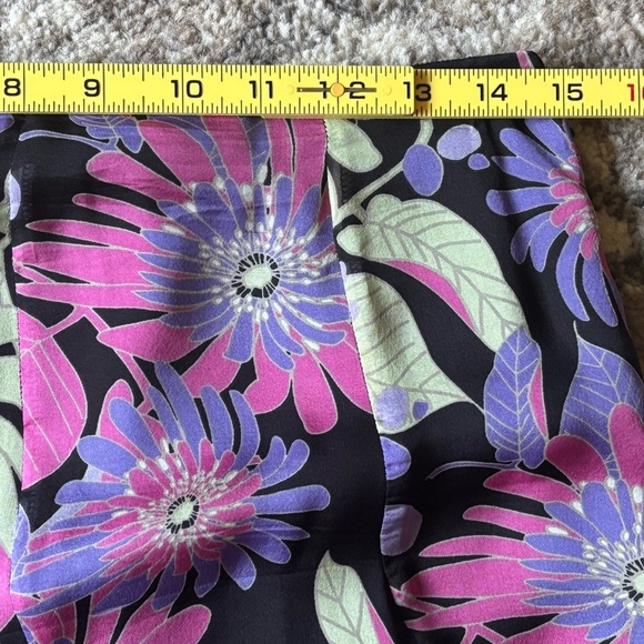 Dana Buchman Y2K Silk Asymetrical Midi Skirt Vtg Floral Print Flowy Flare Size 4 - Picture 5 of 11